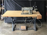 Singer industrial sewing machine and table - works