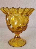 MOON AND STAR GOLD GLASS PEDESTAL DISH FLUTED