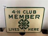 VTG 4-H Club member metal sign