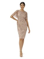 Adrianna Papell Women's Beaded Short Dress, Rose