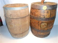 Two wood barrels