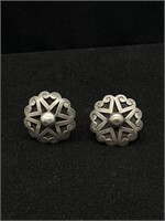Vintage Mexico Silver 925 Heart Star Dome Earrings