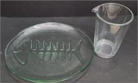 Glass Platter and Pitcher