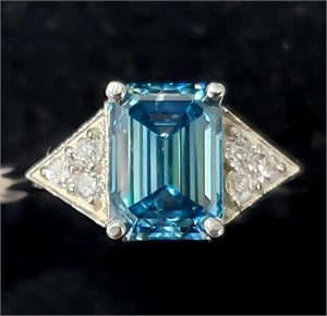 $6100 14K Lab Blue & Natural Diamond 1.6+0.06Ct Ri