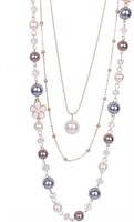 Beautiful Long Layered Pearl Necklace