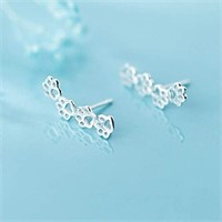 18k White Gold Plated Paw Print Earrings
