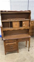 ANTIQUE KNEE HOLE DESK W/ ORGANIZER TOP