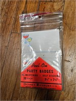 Vintage Peel-On Party Badges
