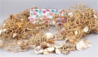 Pair of Seashell Nets, Windchime, Box & Shells