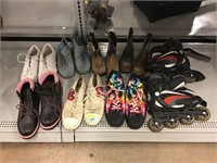 Roller blades, shoes. Assorted