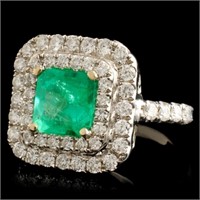 18K Gold Ring 1.63ct Emerald & 0.98ctw Diam