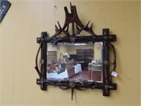 Black Forest Stag Carved Burl Mirror - 26" x 30"