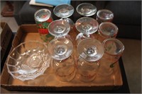 Flat of Christmas Stemware & Clear Glass Rose