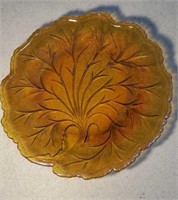 Peach carnival glass plate approx 10 inches