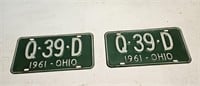 set of 2 vintage ohio license plates
