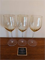 Set of 9" Large Amber Tint Wine Glasses