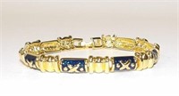 Joan Rivers Blue Enamel Gold Tone X Bracelet