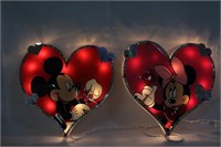 Pair of Mickey and MInnie Mouse Valentines Lights