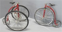 (2) Die cast high wheel bicycles.