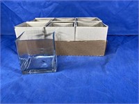 Cube Glass Vases, Qty: 6, 5x5x5"T