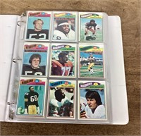 Binder of 1976-77 Topps football cards