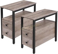 Set of 2 HOOBRO End Tables - Greige and Black