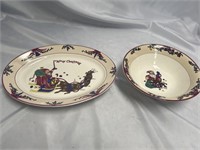 GEI MERRY CHRISTMAS SANTA OVAL PLATE AND BOWL