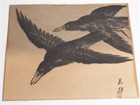 Takahashi Biho-"Two Crows In Light Snow" ca. 1910