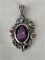 Sterling Multi Gemstone Pendant