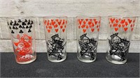 4 Rare Vintage King & Queen Mustard Style Glasses