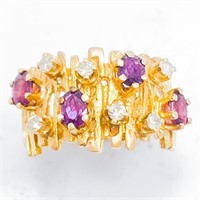Custom Ruby & Diamond 14k Yellow Gold Ring