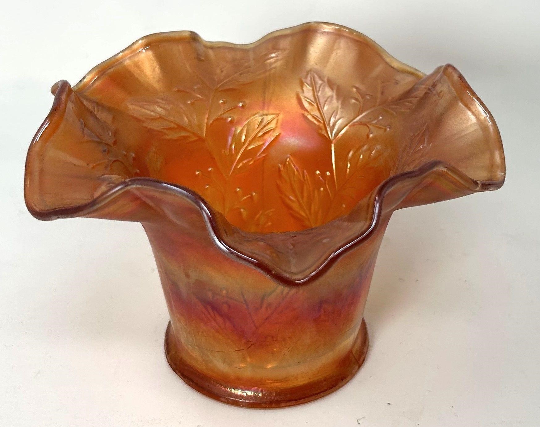 Fenton "Holly" Marigold Hat Vase