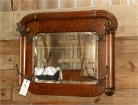 Outstanding Oak Antique Wall Mirror with Hat &