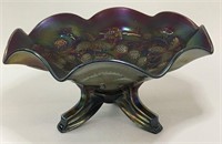 Carnival Glass Footed Raspberry Bowl