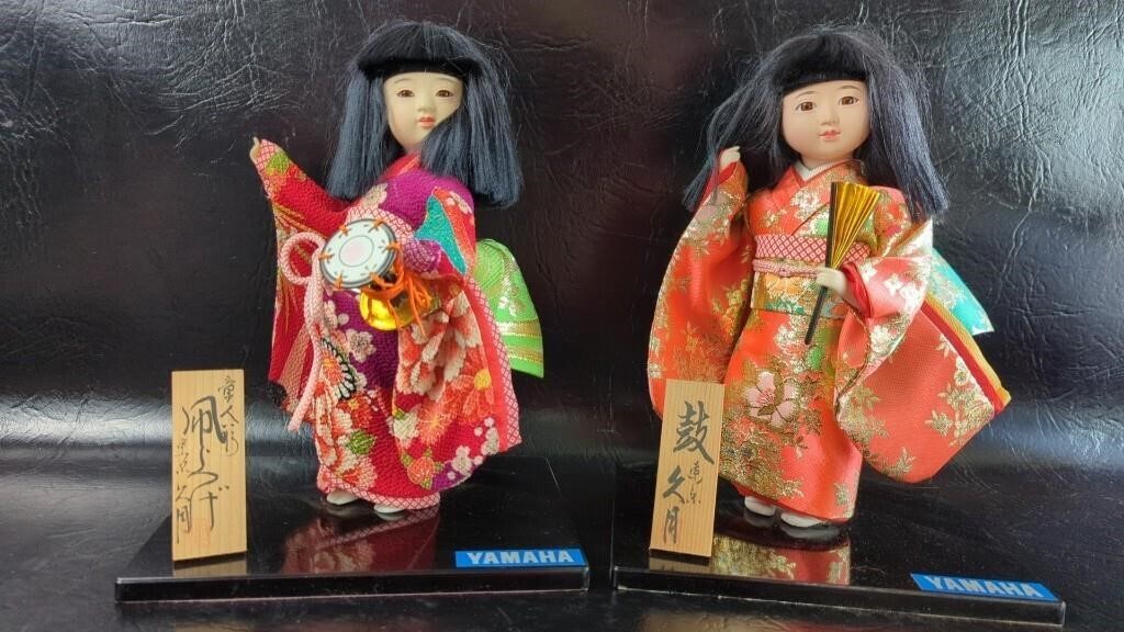 Two Vintage Yamaha Kyugetsu Dolls Tokyo Japan