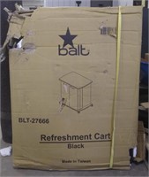 Black refreshment cart unassembled in box