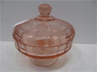 Pink etched candy dish
