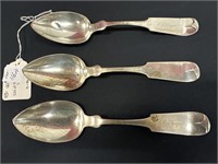 3 coin silver serving spoons by J.B. McFadden&