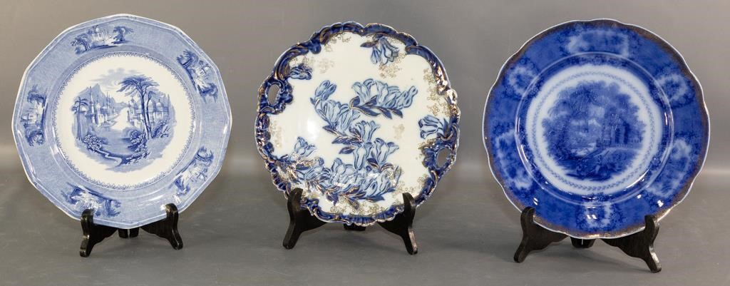 (3) Blue and White Plates