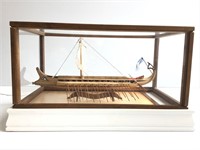 Hand Crafted Eqyptian Barge / Ship Model in Case
