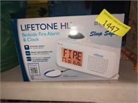 Lifetone bedside fire alarm and clock