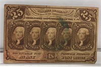 $25.00 Postage Currency 1862