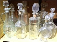Selection of Clear Glass Decanters with Stoppers