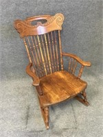 Vintage Carved Wood Rocking Chair