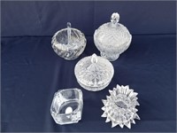 Mixed Lot Of 5 Crystal/Pressed Glass Items
