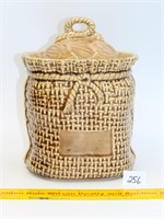 Vintage Burlap bag cookie jar, marked McCoy 207