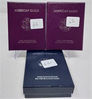 1986, ’87, ’98 Silver Eagle Proofs
