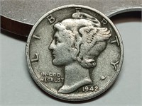 OF) 1942 silver Mercury dime