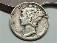 OF) 1943 silver Mercury dime,