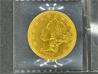 1863-S Civil War era $20 gold coin